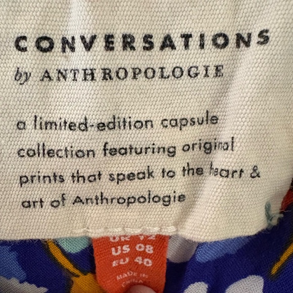 Conversations by Anthropologie Blue Flower Colloquial Button Down Shirt Size 8 - Picture 10 of 12